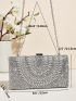 All over Rhinestone Square Evening Bag, Glitter Clutch Box Bag, Chain Shoulder Purse For Party