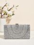 All over Rhinestone Square Evening Bag, Glitter Clutch Box Bag, Chain Shoulder Purse For Party