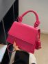 Mini Crocodile Embossed Neon Pink Flap Square Bag