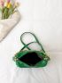 Letter Patch Decor Chain Hobo Bag