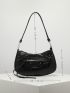 Crocodile Embossed Studded Decor Hobo Bag