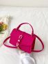 Neon Pink Buckle Decor Flap Square Bag