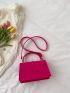 Neon Pink Buckle Decor Flap Square Bag