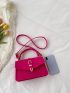 Neon Pink Buckle Decor Flap Square Bag