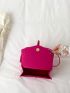 Neon Pink Buckle Decor Flap Square Bag