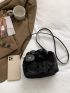 Mini Ruched Detail Fluffy Satchel Bag With Bag Charm