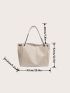 Letter Patch Decor Shoulder Tote Bag