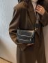 Mini Geometric Strap Vintage Design Flap Square Bag