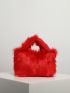 Neon Red Minimalist Fuzzy Satchel Bag