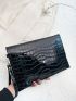 Crocodile Embossed Flap Square Bag