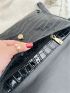 Crocodile Embossed Flap Square Bag