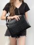 Crocodile Embossed Square Bag With Wristlet