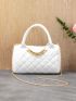 Quilted Chain Decor Boston Bag