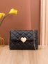 Heart Decor Quilted Flap Chain Square Bag