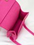 Mini Neon Pink Buckle Decor Flap Square Bag