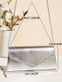 Metallic Rhinestone Decor Flap Chain Square Bag