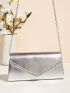 Metallic Rhinestone Decor Flap Chain Square Bag