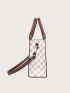 Geometric & Letter Graphic Square Bag With Geometric Charm