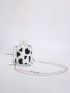 Mini Heart Pattern Drawstring Chain Fluffy Box Bag