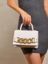 Mini Chain Decor Crocodile Embossed Single Handle Handbag