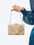 Mini Glitter & Faux Pearl Decor Chain Box Bag