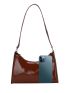 Minimalist Artificial Patent Leather Baguette Bag