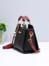 Elegant Metal Decor Satchel Bag, Double Handle Purse With Bag Charm, Stylish PU Crossbody Bag, Mothers Day Gift For Mom
