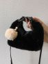 Minimalist Fluffy Hobo Bag With Pompom Bag Charm