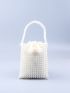 Mini Faux Pearl Beaded Satchel Bag