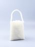 Mini Faux Pearl Beaded Satchel Bag