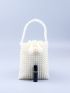 Mini Faux Pearl Beaded Satchel Bag