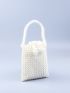 Mini Faux Pearl Beaded Satchel Bag