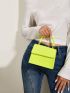 Mini Neon Lime Snakeskin Embossed Flap Square Bag