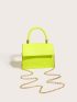 Mini Neon Lime Snakeskin Embossed Flap Square Bag