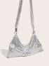 Sequin Decor Zipper Hobo Bag