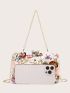 Mini Flower & Pearl & Rhinestone Decor Box Bag