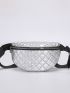 Metallic Quilted Waist Bag With Bag Charm