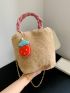 Minimalist Fluffy Chain Square Bag With Strawberry Charm