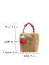 Minimalist Fluffy Chain Square Bag With Strawberry Charm