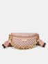 Geometric Pattern Chain Decor Waist Bag