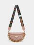 Geometric Pattern Chain Decor Waist Bag