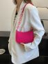 Mini Neon Pink Chain Baguette Bag