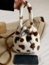 Heart Pattern Fluffy Bucket Bag