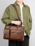 Men Letter Detail Large Capacity Laptop Handbag Briefcase