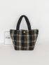 Plaid Pattern Satchel Bag