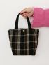 Plaid Pattern Satchel Bag