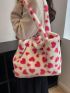 Cow Pattern Fluffy Shoulder Tote Bag