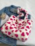 Cow Pattern Fluffy Shoulder Tote Bag