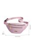 Solid Color Waist Bag, Women's Zipper Front Fanny Pack With Adjustable Strap