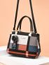 Plaid Pattern Satchel Bag, Stylish Colorblock Double Handle Purse, Women's Fashion Crossbody Bag, Mothers Day Gift For Mom